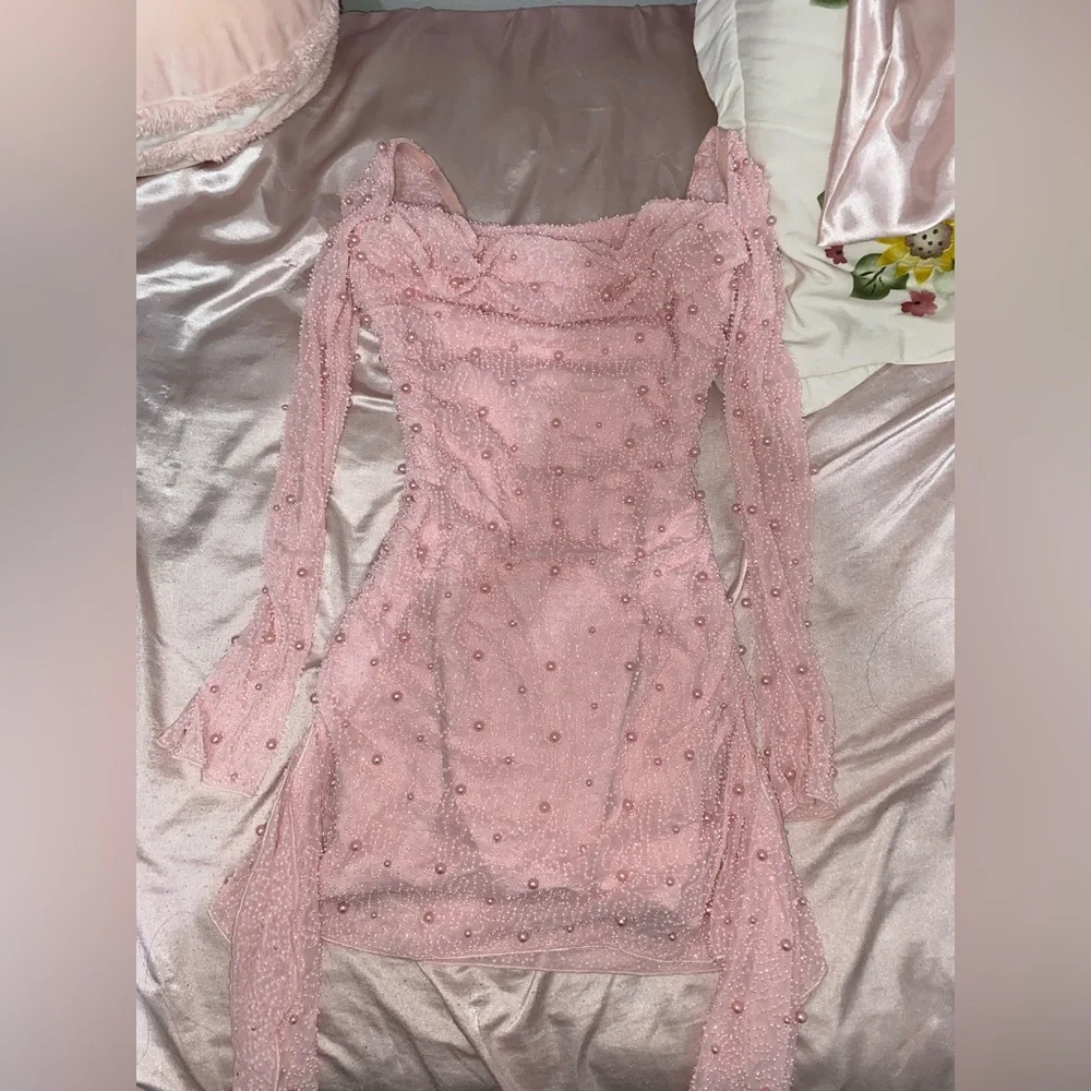 Tivoli Light Pink Beaded Mini Dress - Picture 2 of 4